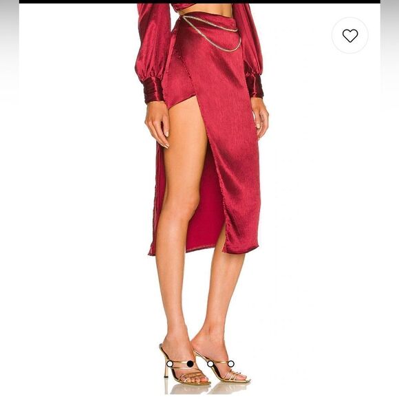 Michael Costello x Revolve Annika MIDI Deep Red Skirt - Picture 3 of 11